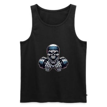 No Limit Workout Bodybuilding Skull mit Hantel - Männer Premium Bio Tank Top - Schwarz - Vorne - Michal (187cm)