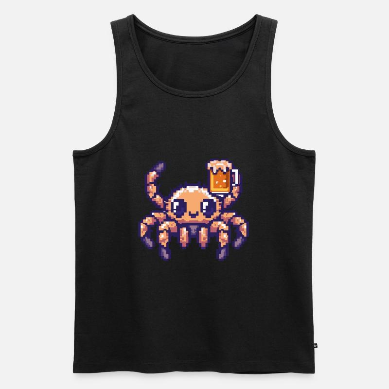 Tarantula Pixel Bier - Männer Premium Bio Tank Top - Schwarz