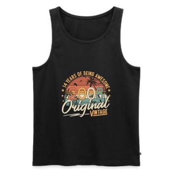 2008 Jahrgang geboren Vintage 14 Geburtstag Retro - Männer Premium Bio Tank Top - Schwarz - Vorne - Michal (187cm)