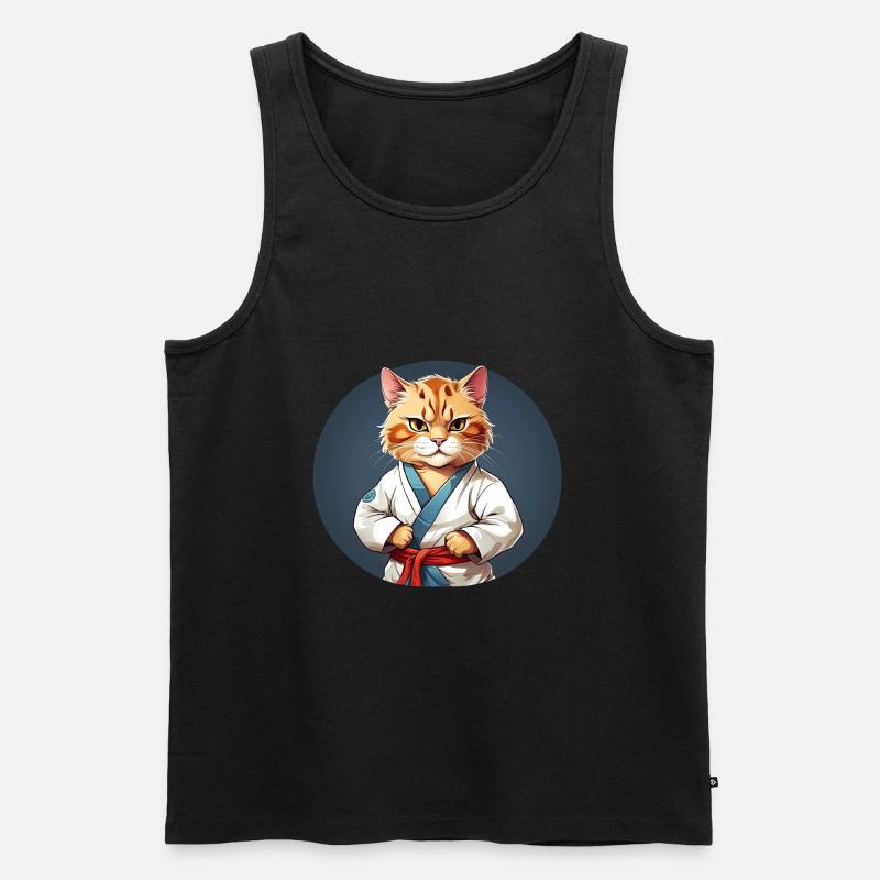 Karate Katze - Katzendesign - Männer Premium Bio Tank Top - Schwarz