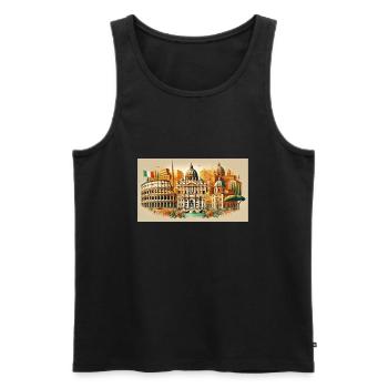 Rome, Italie - Ville éternelle - Débardeur bio Premium Homme - noir - Devant - AI Model Male 178 light (178cm)