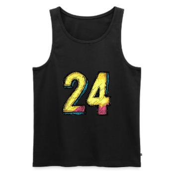 24 Zahl Bunt - Männer Premium Bio Tank Top - Schwarz - Vorne - Michal (187cm)
