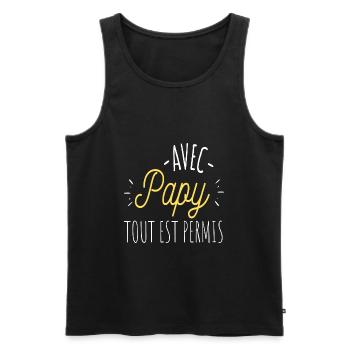 T shirt papy avec papy tout est permis cadeau - Débardeur bio Premium Homme - noir - Devant - Michal (187cm)