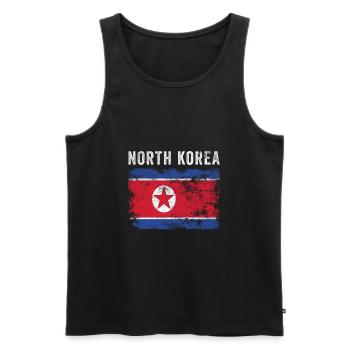 North Korea Flag Distressed - Men's Premium Organic Tank Top - black - Front - Michal (187cm)