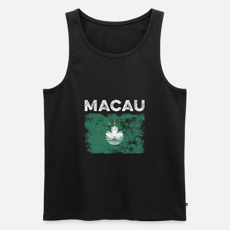 Drapeau de Macao en détresse - Drapeau macanais - Débardeur bio Premium Homme - noir