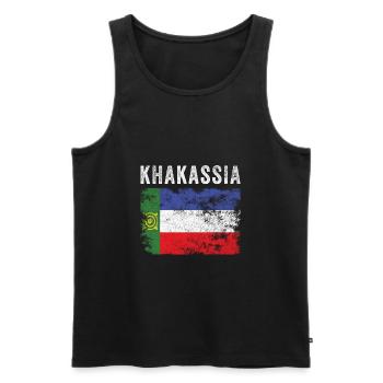 Drapeau Khakassia en détresse - Drapeau Khakas - Débardeur bio Premium Homme - noir - Devant - Michal (187cm)