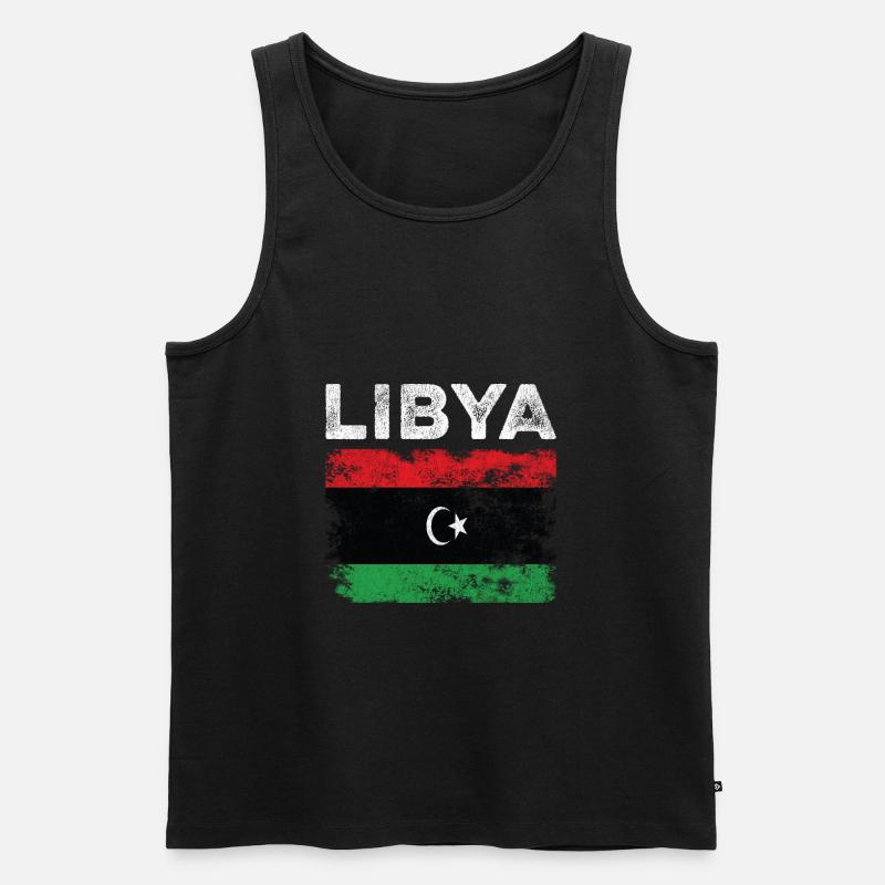 Libya Flag Distressed - Libysche Flagge - Männer Premium Bio Tank Top - Schwarz