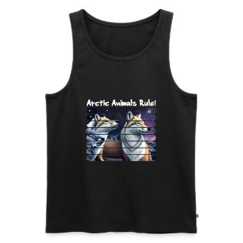 Arctic animals rule! Arctic Fox Starry Night - Men's Premium Organic Tank Top - black - Front - AI Model Male 178 light (178cm)