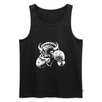 Bison Boxer Boxe MMA Arts martiaux - Débardeur bio Premium Homme - noir - Devant - AI Model Male 178 light (178cm)