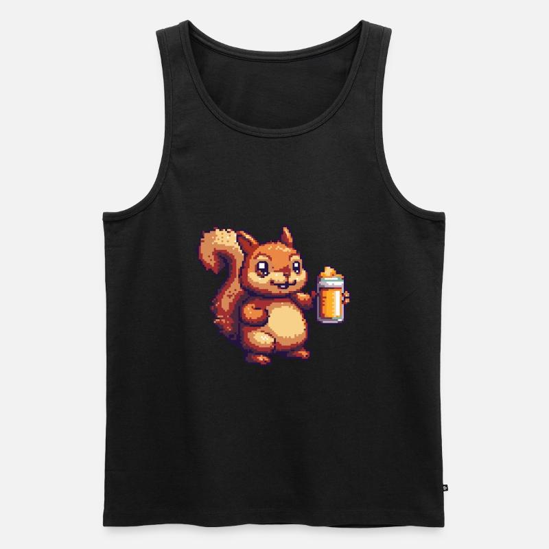 Eichhörnchen Pixel Bier - Männer Premium Bio Tank Top - Schwarz