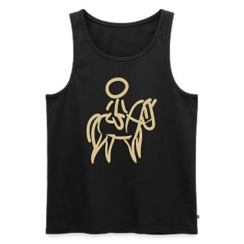 Reiterin auf Pferd Reiter Minimalist Minimalismus - Männer Premium Bio Tank Top - Schwarz - Vorne - AI Model Male 178 light (178cm)