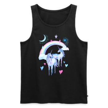 Rainbow and unicorns - Men's Premium Organic Tank Top - black - Front - Michal (187cm)