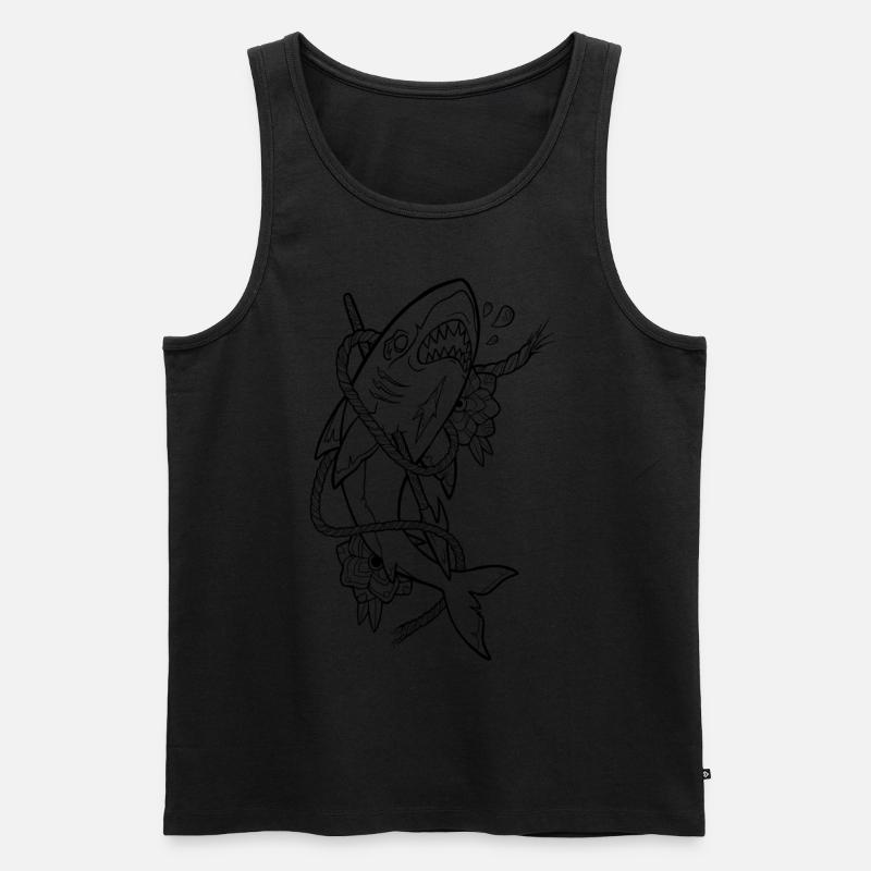 Old School Haifisch schwarz - Männer Premium Bio Tank Top - Schwarz