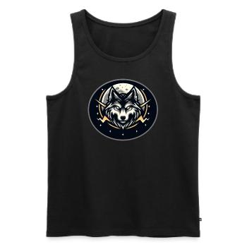 Wolf8 - Men's Premium Organic Tank Top - black - Front - AI Model Male 178 light (178cm)