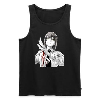 Anime Design I Anime Girl I Schwarz Weiß I Unisex - Männer Premium Bio Tank Top - Schwarz - Vorne - Michal (187cm)
