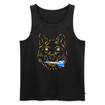 Motif loup avec fléchette flèche fléchette t-shirt loup - Débardeur bio Premium Homme - noir - Devant - AI Model Male 178 light (178cm)