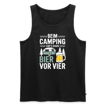 Beim Camping Bier Vor Vier Urlaub Wald Natur - Männer Premium Bio Tank Top - Schwarz - Vorne - AI Model Male 178 light (178cm)