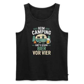 Beim Camping Bier Vor Vier Unterhopft Bierchen - Männer Premium Bio Tank Top - Schwarz - Vorne - AI Model Male 178 light (178cm)