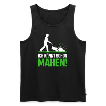 Gras Mähen Lustig Arbeit Rasen Gärtner Garten Mann - Männer Premium Bio Tank Top - Schwarz - Vorne - Michal (187cm)