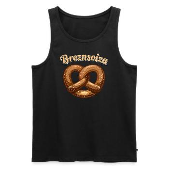 Brezensoiza - Brezel - Brezn - lecker - Männer Premium Bio Tank Top - Schwarz - Vorne - Michal (187cm)