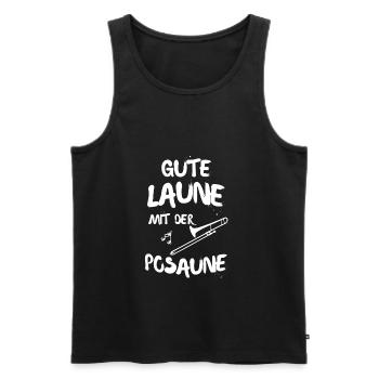 GUTE LAUNE MIT DER POSAUNE - Männer Premium Bio Tank Top - Schwarz - Vorne - AI Model Male 178 light (178cm)