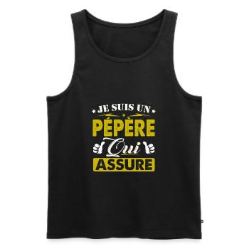 Cadeau Pépère Je suis un Pépère qui Assure - Débardeur bio Premium Homme - noir - Devant - Michal (187cm)