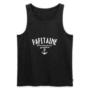 Papitaine vieux loup de mer sympatoche - Débardeur bio Premium Homme - noir - Devant - Michal (187cm)