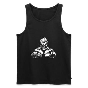 No Limit Hard Workout Skull with Dumbbell - Men's Premium Organic Tank Top - black - Front - AI Model Male 178 light (178cm)