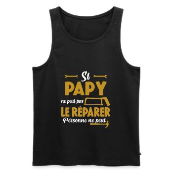 Si Papy Ne Peut Pas Le Réparer Personne Ne Peut - Débardeur bio Premium Homme - noir - Devant - Michal (187cm)
