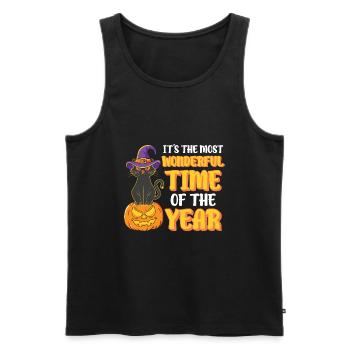 Halloween Katze Hexe - Männer Premium Bio Tank Top - Schwarz - Vorne - AI Model Male 178 light (178cm)