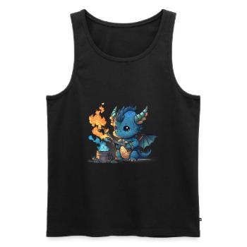 Blauber Baby Drache spielt mit Feuer und Eis! - Männer Premium Bio Tank Top - Schwarz - Vorne - Michal (187cm)