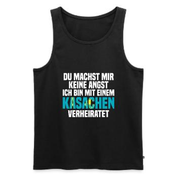 Du machst mir Keine Angst ich bin mit einem Kasach - Männer Premium Bio Tank Top - Schwarz - Vorne - AI Model Male 178 light (178cm)