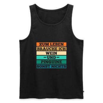 Wein Pinguin - Männer Premium Bio Tank Top - Schwarz - Vorne - Michal (187cm)