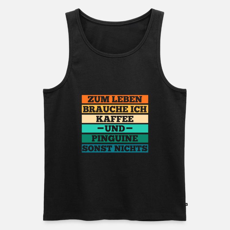 Kaffee Pinguin - Männer Premium Bio Tank Top - Schwarz