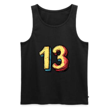 13 Nombre Coloré - Débardeur bio Premium Homme - noir - Devant - Michal (187cm)
