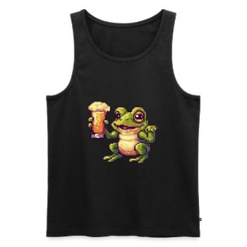 Frosch Pixel Bier - Männer Premium Bio Tank Top - Schwarz - Vorne - AI Model Male 178 light (178cm)