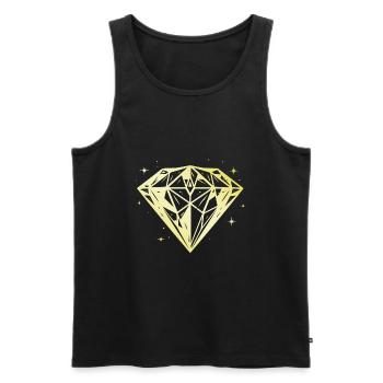 Diamant Juwel Gold Silhouette - Männer Premium Bio Tank Top - Schwarz - Vorne - Michal (187cm)