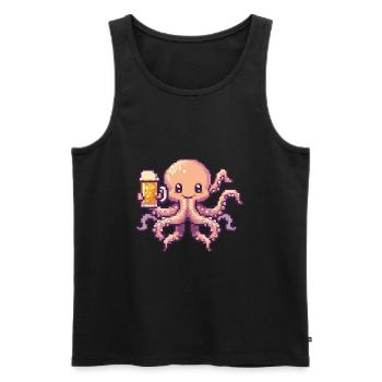 Oktopus Pixel Bier - Männer Premium Bio Tank Top - Schwarz - Vorne - Michal (187cm)