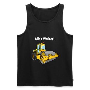 Dampfwalze, Alles Walzer, niederwalzen, Straßenbau - Männer Premium Bio Tank Top - Schwarz - Vorne - AI Model Male 178 light (178cm)