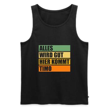 Timo - Männer Premium Bio Tank Top - Schwarz - Vorne - AI Model Male 178 light (178cm)