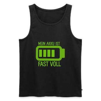 Mein Akku ist fast Voll Batterie und Energie - Männer Premium Bio Tank Top - Schwarz - Vorne - AI Model Male 178 light (178cm)