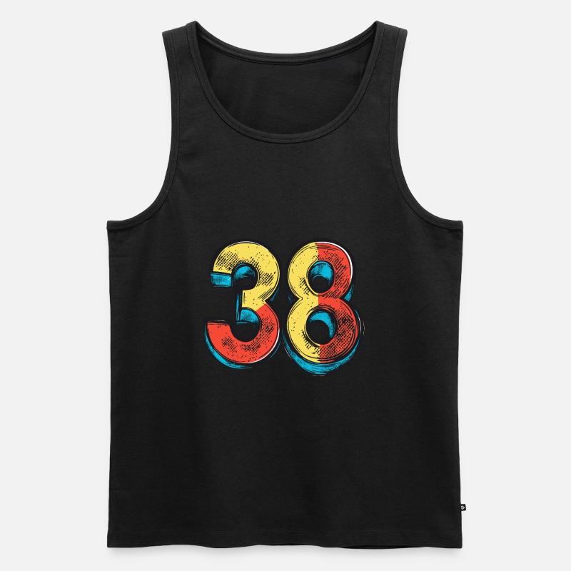 38 Zahl Bunt - Männer Premium Bio Tank Top - Schwarz