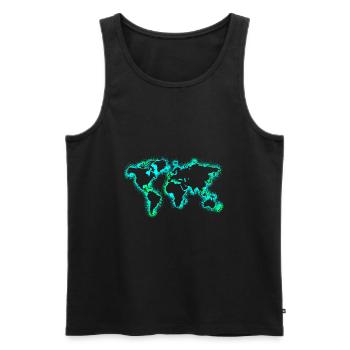 Weltkarte Erde Landkarte Earthday Neonblau - Männer Premium Bio Tank Top - Schwarz - Vorne - AI Model Male 178 light (178cm)