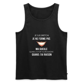 Breton je ne ferme pas ma gueule quand j'ai tort - Débardeur bio Premium Homme - noir - Devant - AI Model Male 178 light (178cm)