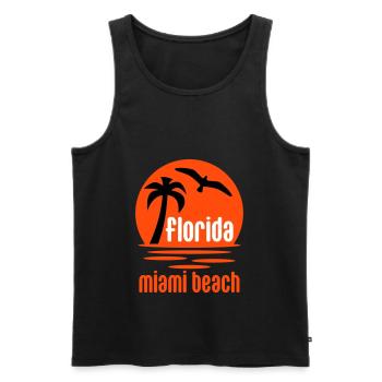 Floride, Miami beach (soleil, palmier, oiseau) - Débardeur bio Premium Homme - noir - Devant - Michal (187cm)
