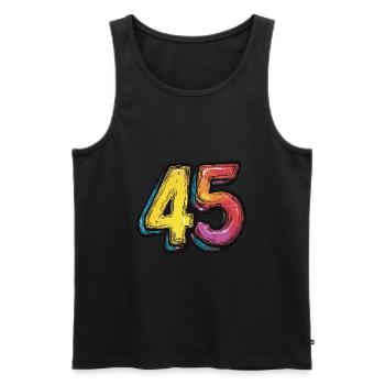 45 Numéro Coloré - Débardeur bio Premium Homme - noir - Devant - Michal (187cm)