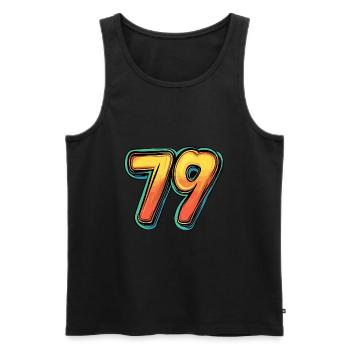 79 Zahl Bunt - Männer Premium Bio Tank Top - Schwarz - Vorne - Michal (187cm)