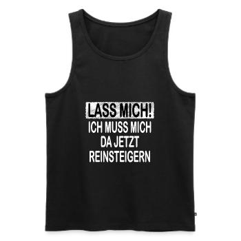 Lass Mich! - Männer Premium Bio Tank Top - Schwarz - Vorne - AI Model Male 178 light (178cm)