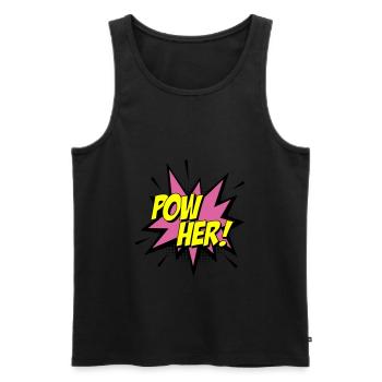 Farben änderbar | Pow her Frau Energie Power - Männer Premium Bio Tank Top - Schwarz - Vorne - AI Model Male 178 light (178cm)