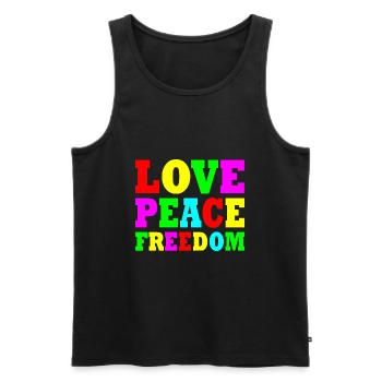 Love peace freedom - Männer Premium Bio Tank Top - Schwarz - Vorne - AI Model Male 178 light (178cm)